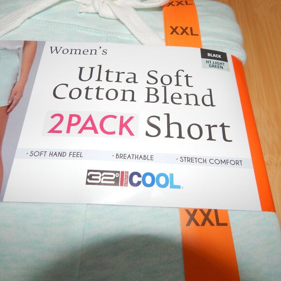 32 Degrees Cool Plus Size XXL Green and Black 2 Pack Shorts With Pockets Tie NEW - Picture 2 of 8